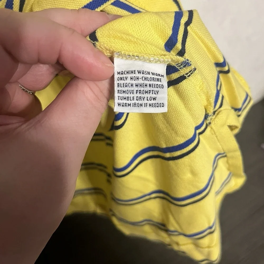 Polo Ralph Lauren Polo Golf Shirt Men XL Yellow Short Sleeve Blue‎ Striped